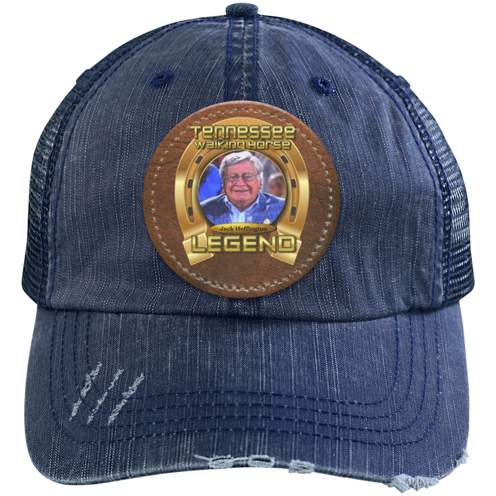 JACK HEFFINGTON (Legends Series) HAT 6990 Distressed Unstructured Trucker Cap - Patch