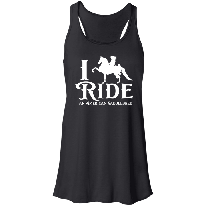 I RIDE AN AMERICAN SADDLEBRED (WHITE) B8800 Flowy Racerback Tank