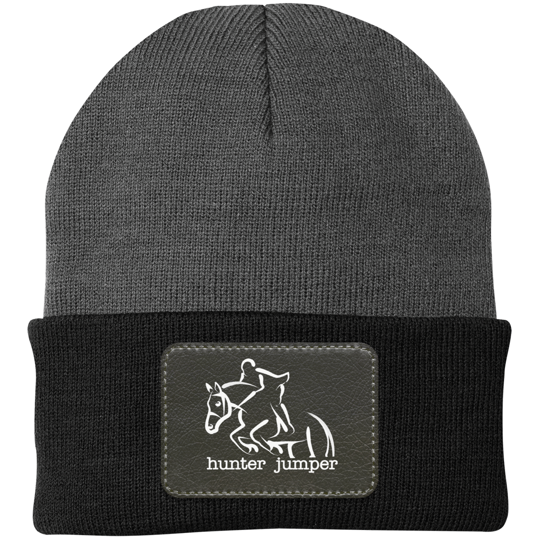 HUNTER JUMPER BLACK LEATHER CP90 Knit Cap - Patch