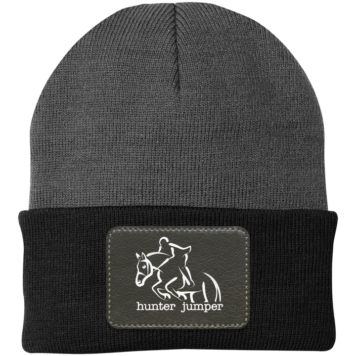 HUNTER JUMPER BLACK LEATHER CP90 Knit Cap - Patch