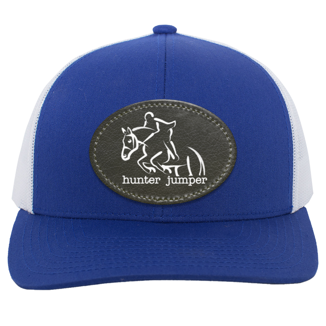 HUNTER JUMPER BLACK LEATHER 104C Trucker Snap Back - Patch