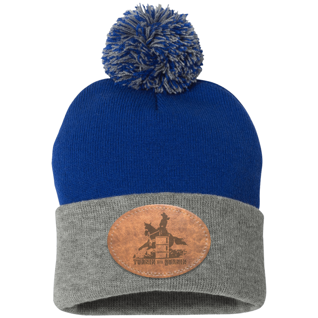 TURNIN AND BURNIN ON LEATHER SP15 Pom Pom Knit Cap - Patch