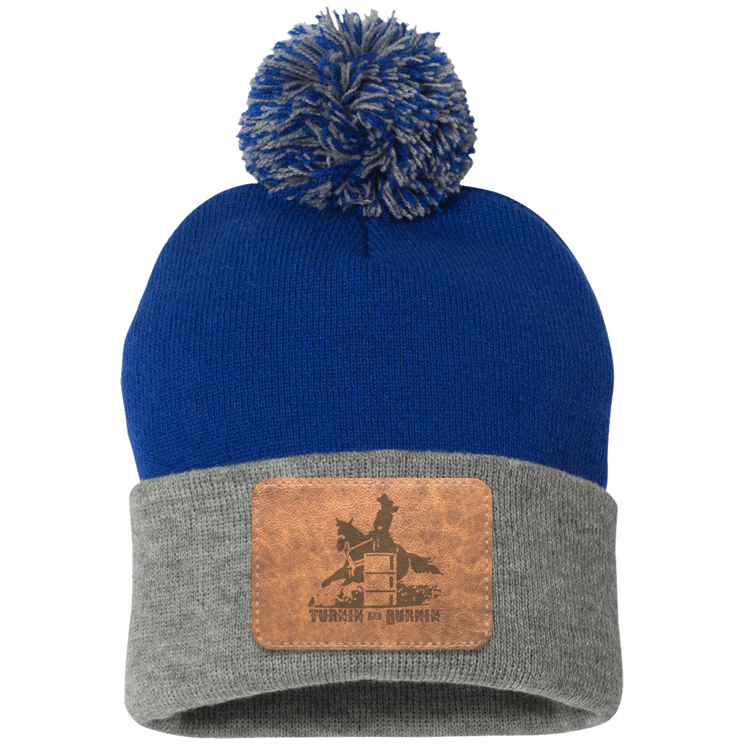TURNIN AND BURNIN ON LEATHER SP15 Pom Pom Knit Cap - Patch