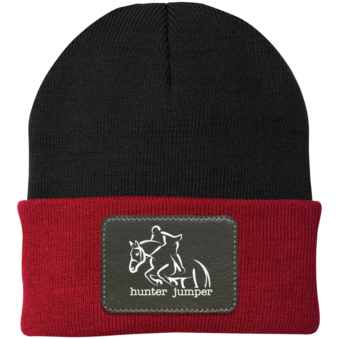 HUNTER JUMPER BLACK LEATHER CP90 Knit Cap - Patch
