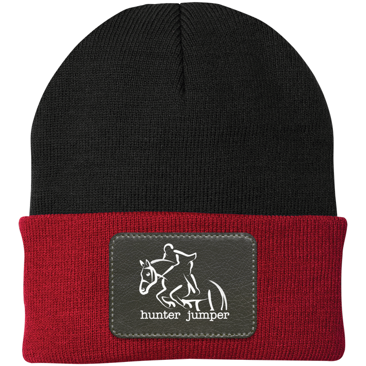 HUNTER JUMPER BLACK LEATHER CP90 Knit Cap - Patch