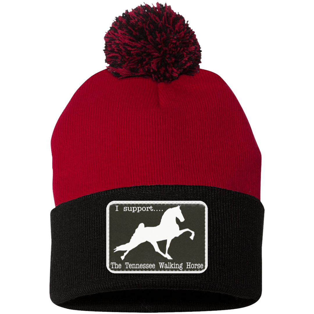I SUPPORT THE TWH -RECTANGLE SP15 Pom Pom Knit Cap - Patch