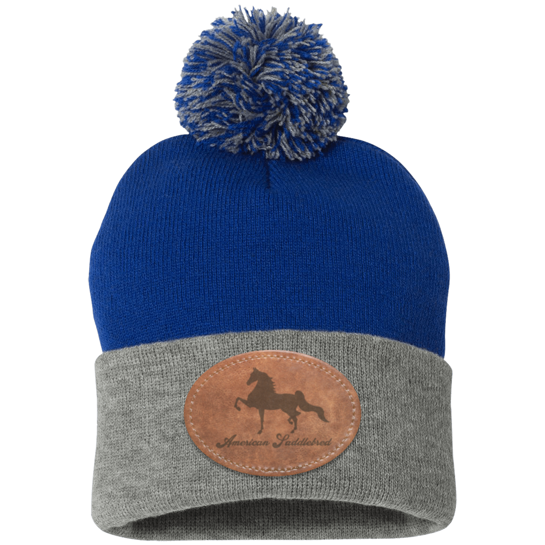 AMERICAN SADDLEBRED ON LEATHER SP15 Pom Pom Knit Cap - Patch