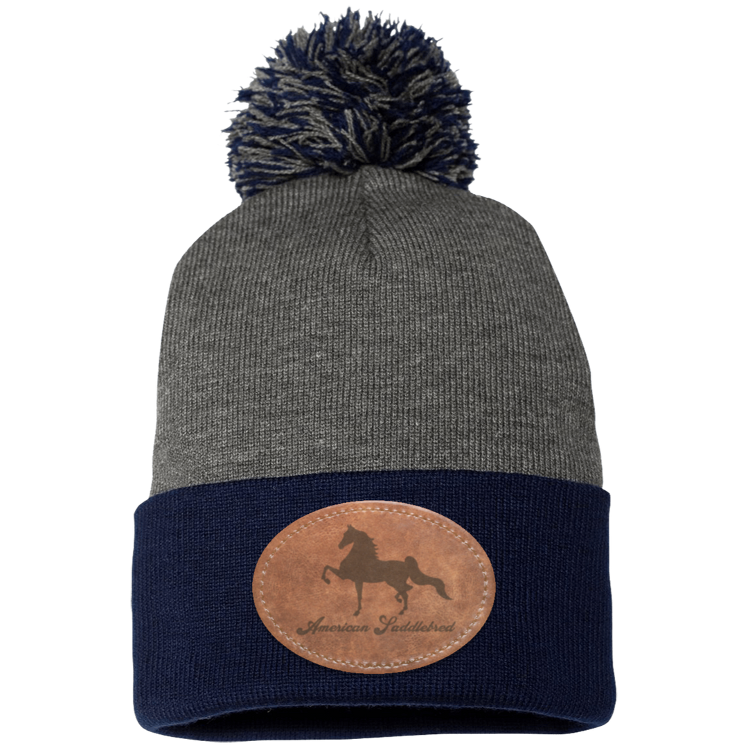AMERICAN SADDLEBRED ON LEATHER SP15 Pom Pom Knit Cap - Patch