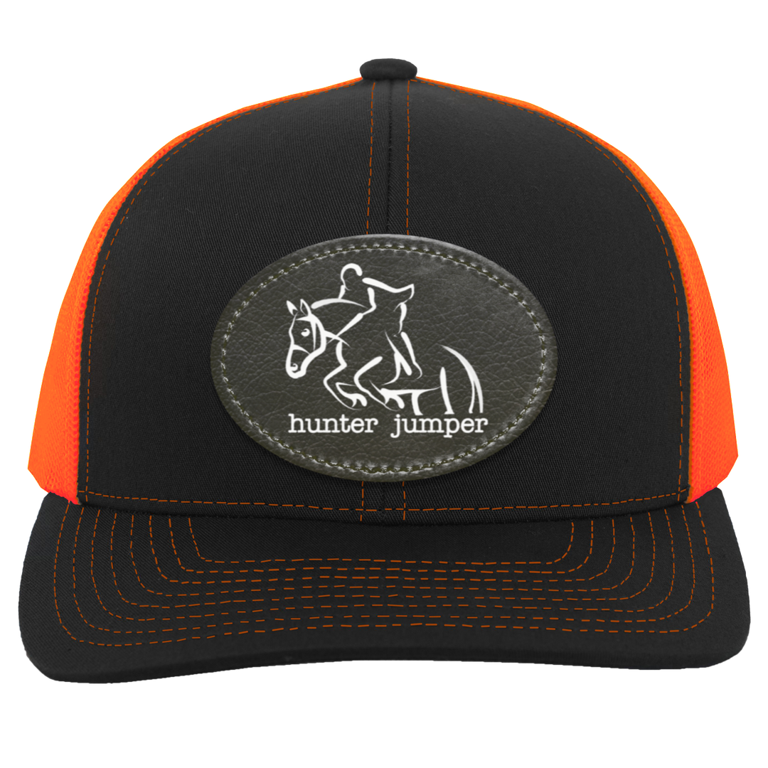 HUNTER JUMPER BLACK LEATHER 104C Trucker Snap Back - Patch