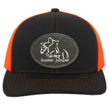 HUNTER JUMPER BLACK LEATHER 104C Trucker Snap Back - Patch