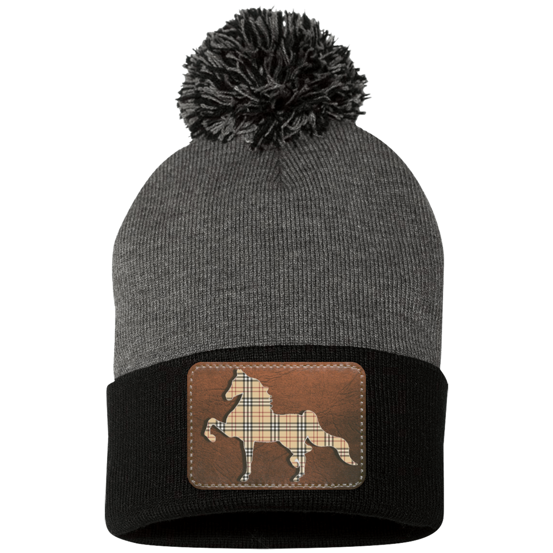 AMERICAN SADDLEBRED LEATHER PATCH (BURBURY) SP15 Pom Pom Knit Cap - Patch
