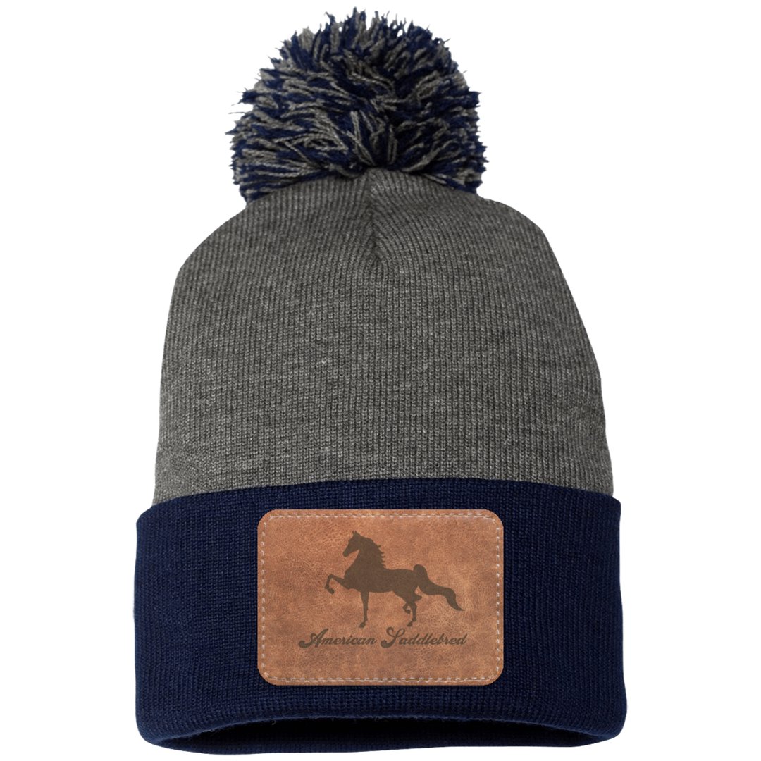 AMERICAN SADDLEBRED ON LEATHER SP15 Pom Pom Knit Cap - Patch