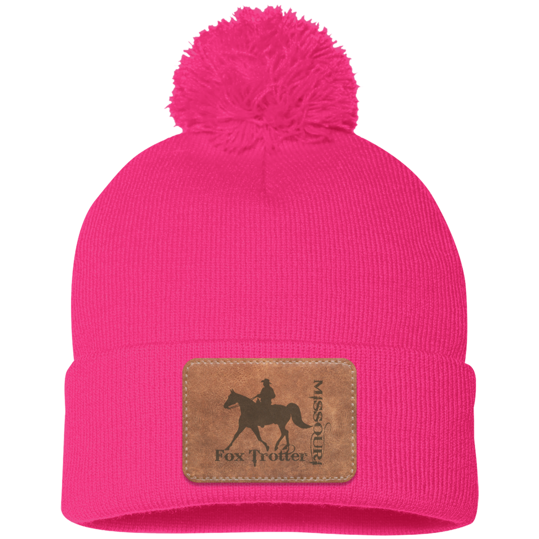 MISSOURI FOX TROTTER ON LEATHER SP15 Pom Pom Knit Cap - Patch