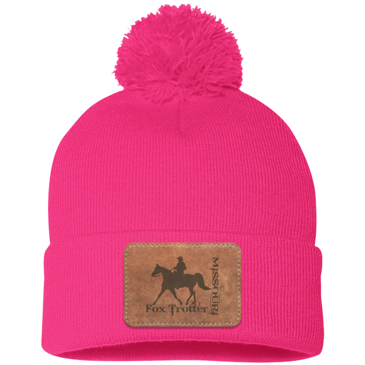 MISSOURI FOX TROTTER ON LEATHER SP15 Pom Pom Knit Cap - Patch