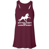 SITTIN TIGHT LOOKIN RIGHT TWH PERFORMANCE(WHITE) B8800 Flowy Racerback Tank