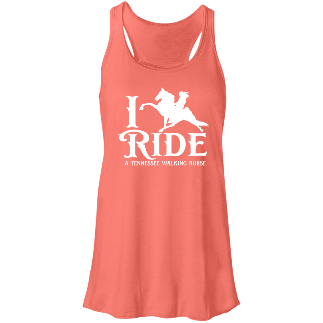 I RIDE A WALKING HORSE B (WHITE) B8800 Flowy Racerback Tank