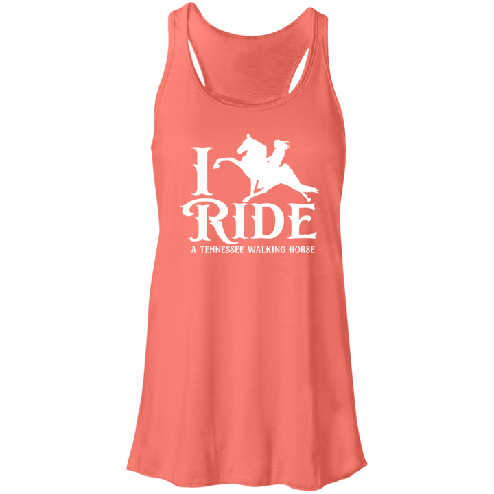 I RIDE A WALKING HORSE B (WHITE) B8800 Flowy Racerback Tank