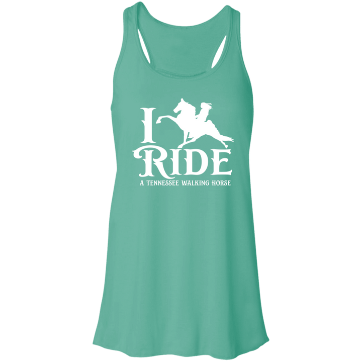 I RIDE A WALKING HORSE B (WHITE) B8800 Flowy Racerback Tank