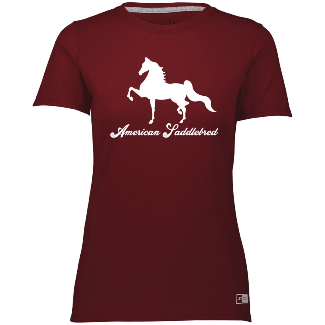 AMERICAN SADDLEBRED (DESIGN 1) WHITE 4HORSE 64STTX Ladies’ Essential Dri-Power Tee