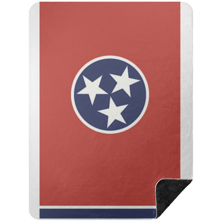 State of Tennessee Flag BSHL Premium Black Sherpa Blanket 60x80