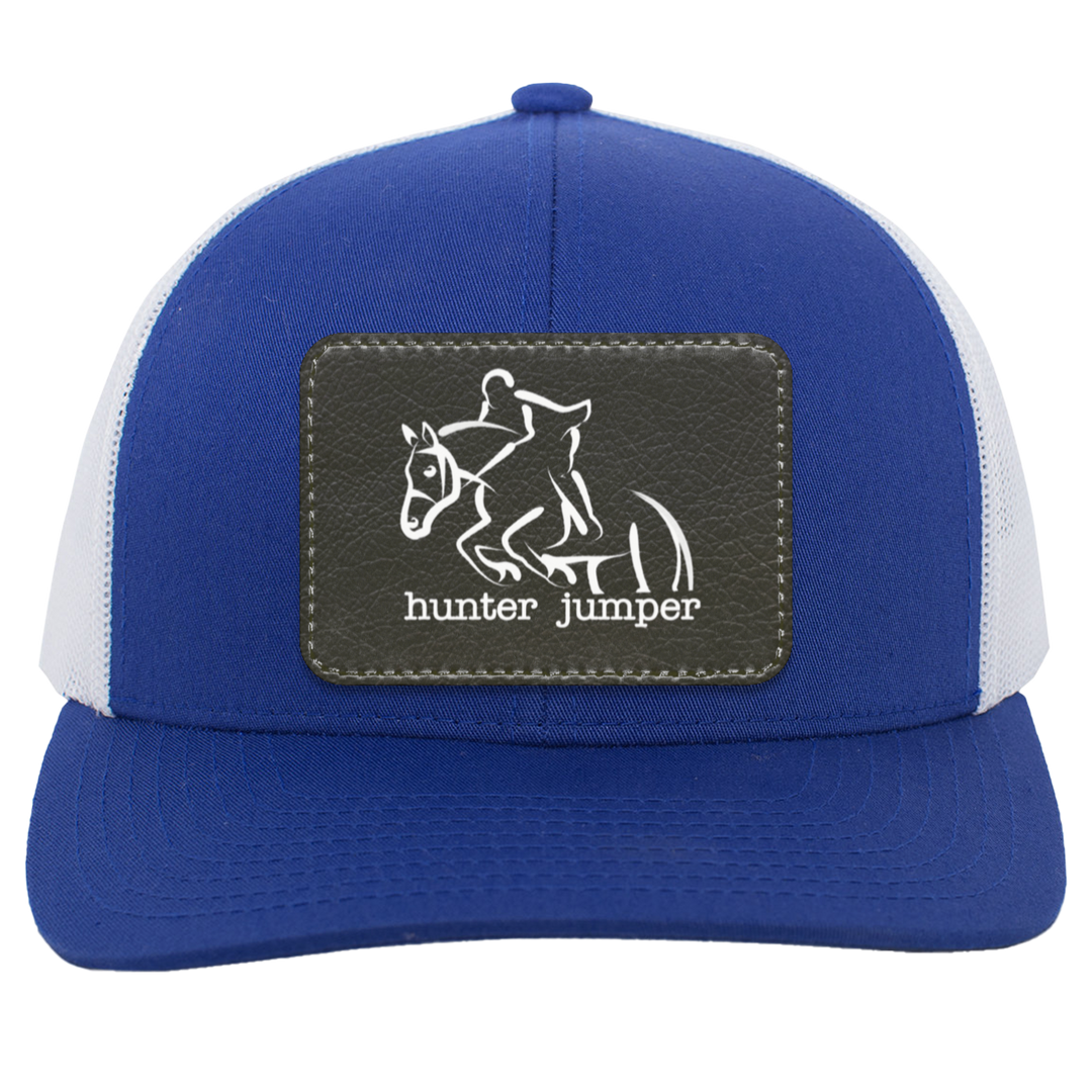 HUNTER JUMPER BLACK LEATHER 104C Trucker Snap Back - Patch