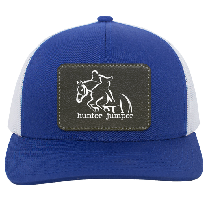 HUNTER JUMPER BLACK LEATHER 104C Trucker Snap Back - Patch