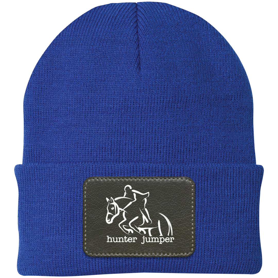 HUNTER JUMPER BLACK LEATHER CP90 Knit Cap - Patch