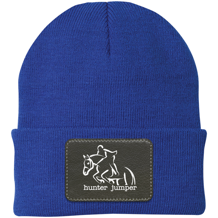 HUNTER JUMPER BLACK LEATHER CP90 Knit Cap - Patch