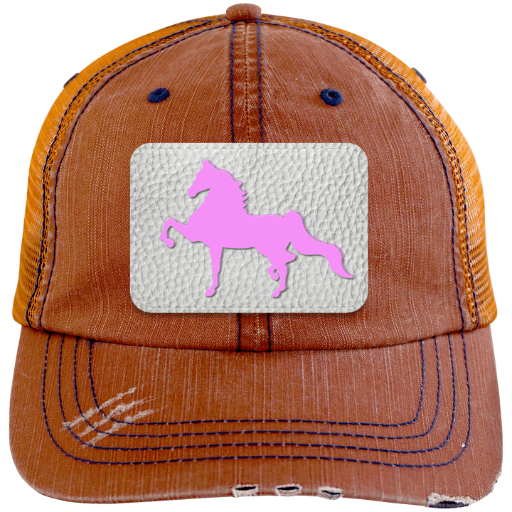 AMERICAN SADDLEBRED PINK 6990 Distressed Unstructured Trucker Cap - Patch