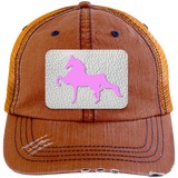 AMERICAN SADDLEBRED PINK 6990 Distressed Unstructured Trucker Cap - Patch