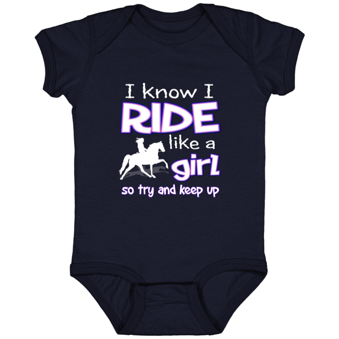 I RIDE LIKE A GIRL (TWH PLEASURE) 4424 Infant Fine Jersey Bodysuit