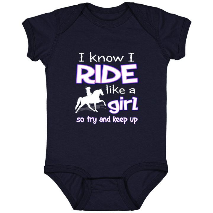 I RIDE LIKE A GIRL (TWH PLEASURE) 4424 Infant Fine Jersey Bodysuit