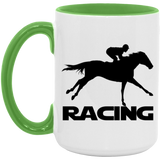 RACING (BLACK) 4HORSE AM15OZ 15oz. Accent Mug