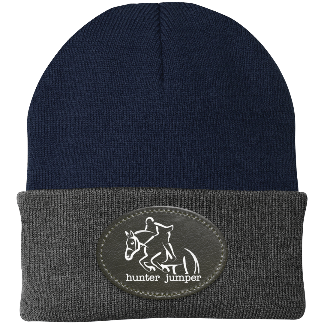 HUNTER JUMPER BLACK LEATHER CP90 Knit Cap - Patch