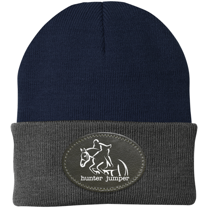 HUNTER JUMPER BLACK LEATHER CP90 Knit Cap - Patch
