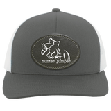 HUNTER JUMPER BLACK LEATHER 104C Trucker Snap Back - Patch