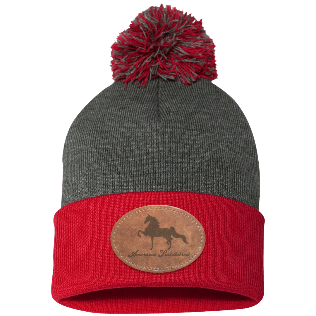 AMERICAN SADDLEBRED ON LEATHER SP15 Pom Pom Knit Cap - Patch