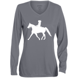 Missouri Fox Trotter LADY FINAL ART WHITE 1788 Ladies' Moisture-Wicking Long Sleeve V-Neck Tee