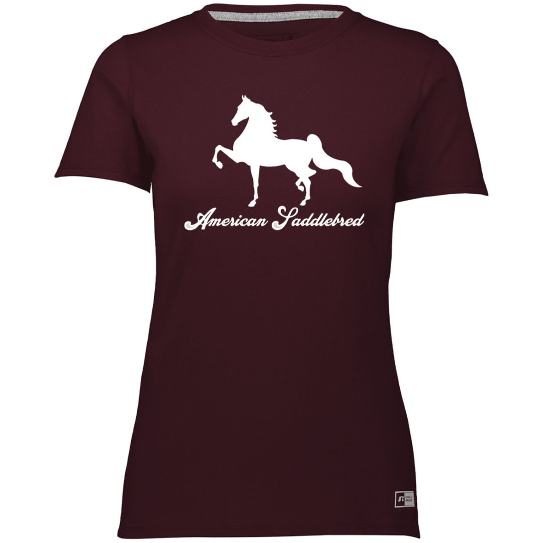 AMERICAN SADDLEBRED (DESIGN 1) WHITE 4HORSE 64STTX Ladies’ Essential Dri-Power Tee