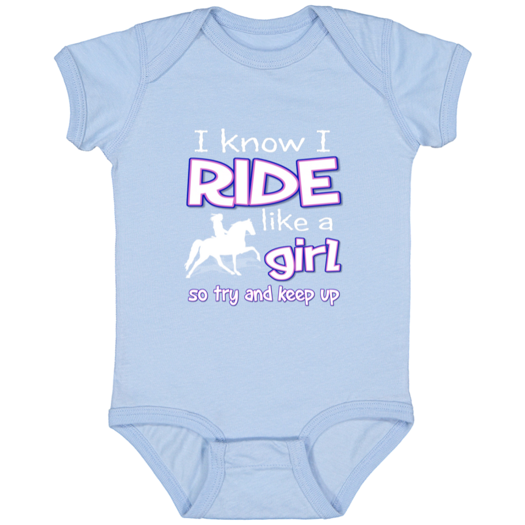 I RIDE LIKE A GIRL (TWH PLEASURE) 4424 Infant Fine Jersey Bodysuit