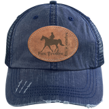 MISSOURI FOX TROTTER ON LEATHER 6990 Distressed Unstructured Trucker Cap - Patch