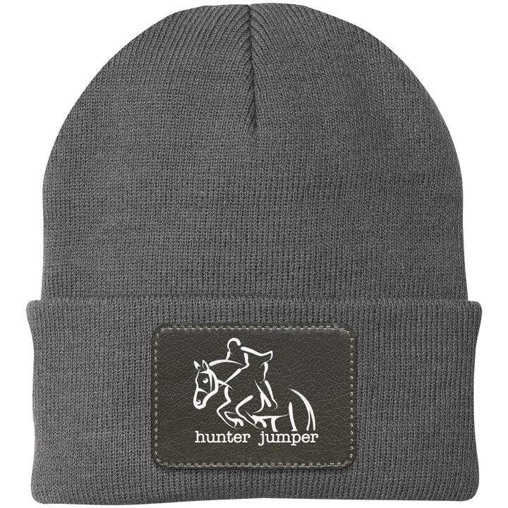 HUNTER JUMPER BLACK LEATHER CP90 Knit Cap - Patch
