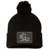 HUNTER JUMPER BLACK LEATHER SP15 Pom Pom Knit Cap - Patch