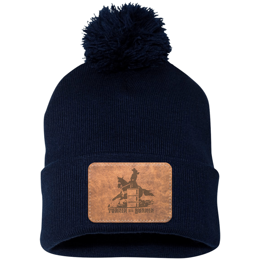TURNIN AND BURNIN ON LEATHER SP15 Pom Pom Knit Cap - Patch