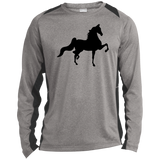 American Saddlebred (black) ST361LS Long Sleeve Heather Colorblock Performance Tee