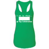 I SIT IN CELEBRATION BOX NUMBER (WHITE) NL1533 Ladies Ideal Racerback Tank