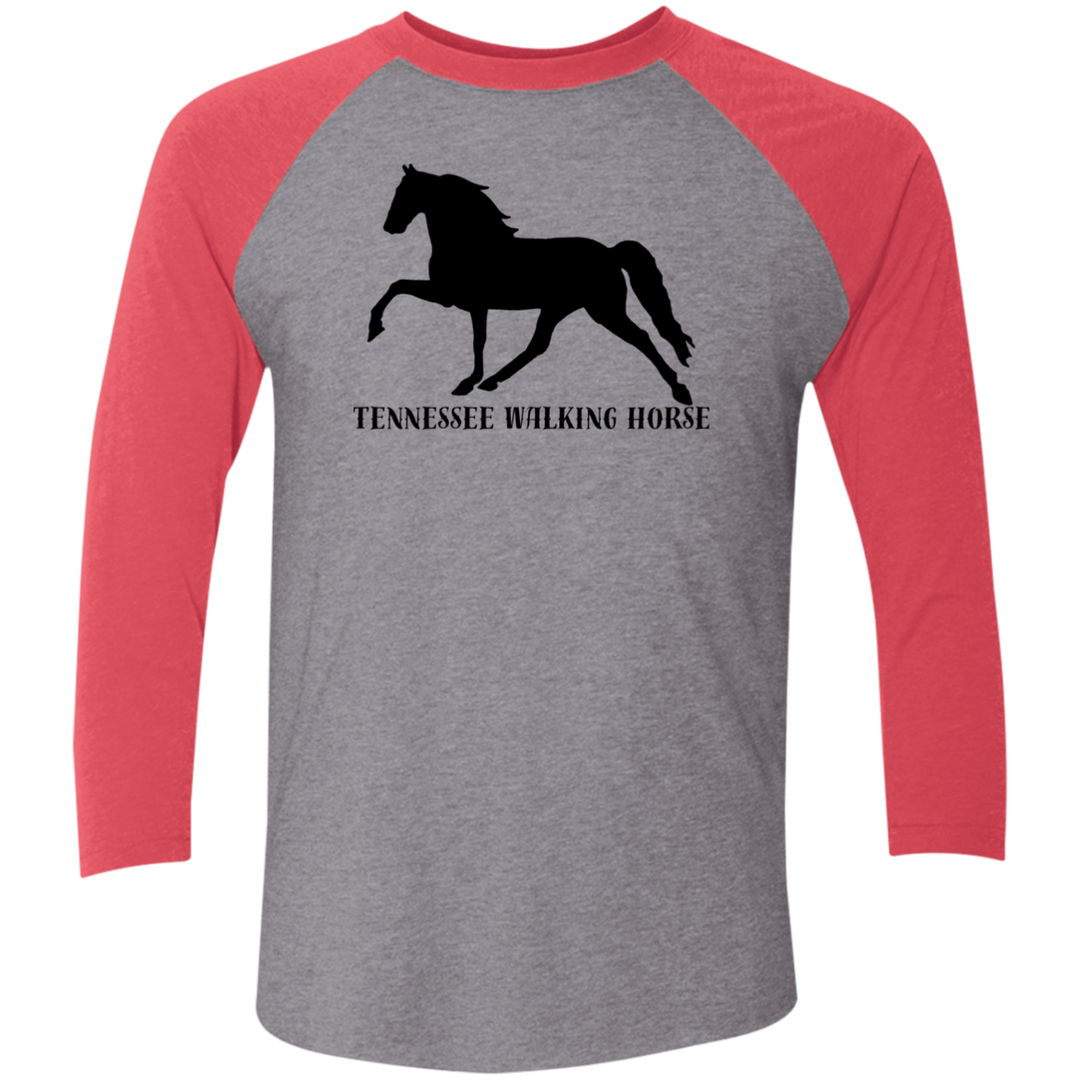 Tennessee Walker (black) 4HORSE NL6051 Tri-Blend 3/4 Sleeve Raglan T-Shirt