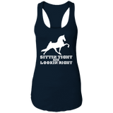SITTIN TIGHT LOOKIN RIGHT TWH PERFORMANCE(WHITE) NL1533 Ladies Ideal Racerback Tank