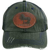 FRIESIAN ON LEATHER 6990 Distressed Unstructured Trucker Cap - Patch
