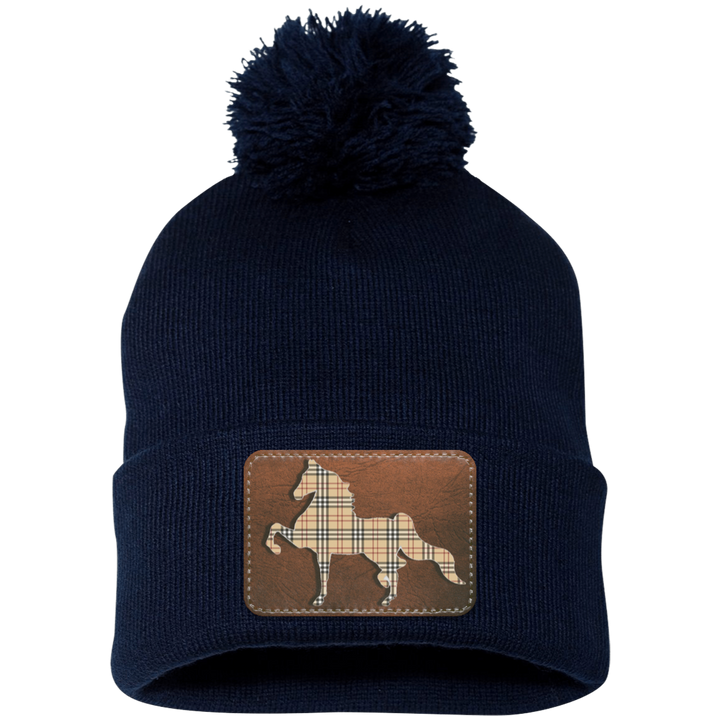 AMERICAN SADDLEBRED LEATHER PATCH (BURBURY) SP15 Pom Pom Knit Cap - Patch